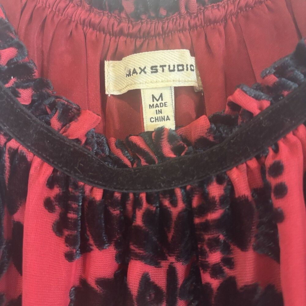 Red Black Womens Damask Dress Size M Velvet Ornate Cocktail Romantic Tapestry - Picture 4 of 15